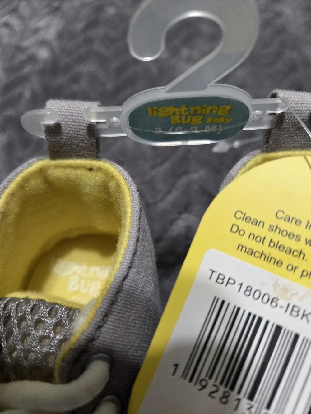 Baby & Walker Gray Mesh Lace-Up Shoes with Yellow Lining